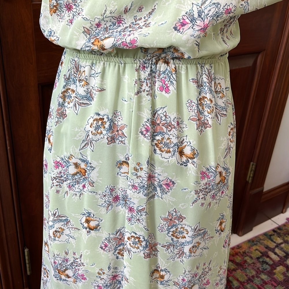 As U Wish  Sheer Overlay V-neck cap sleeve dress  mini to Maxi  Sage NWOT Size S - Picture 11 of 16
